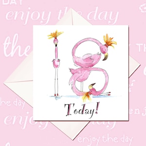 Carte d'anniversaire flamant rose - carte d'âge pour femme - carte de tout âge - carte personnalisée - carte d'étape importante