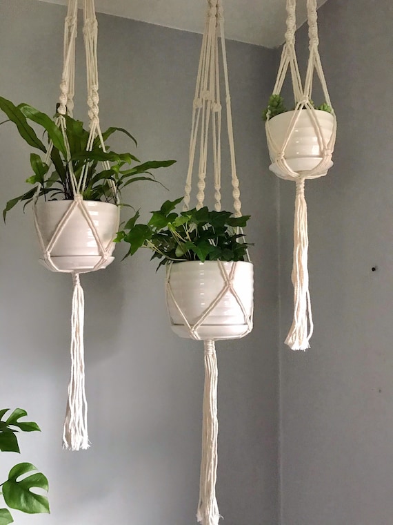Macrame Plant Hangers Cotton Boho, Ceiling Plant Pot Holders