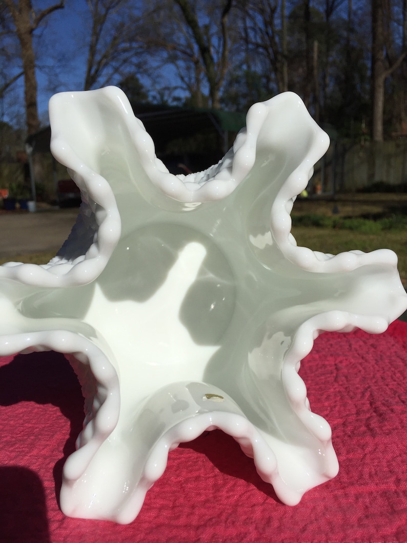 Westmoreland FlutedCrimped Hobnail Milk Glass-6 Fluted Rose Bowl Free shipping!!!!