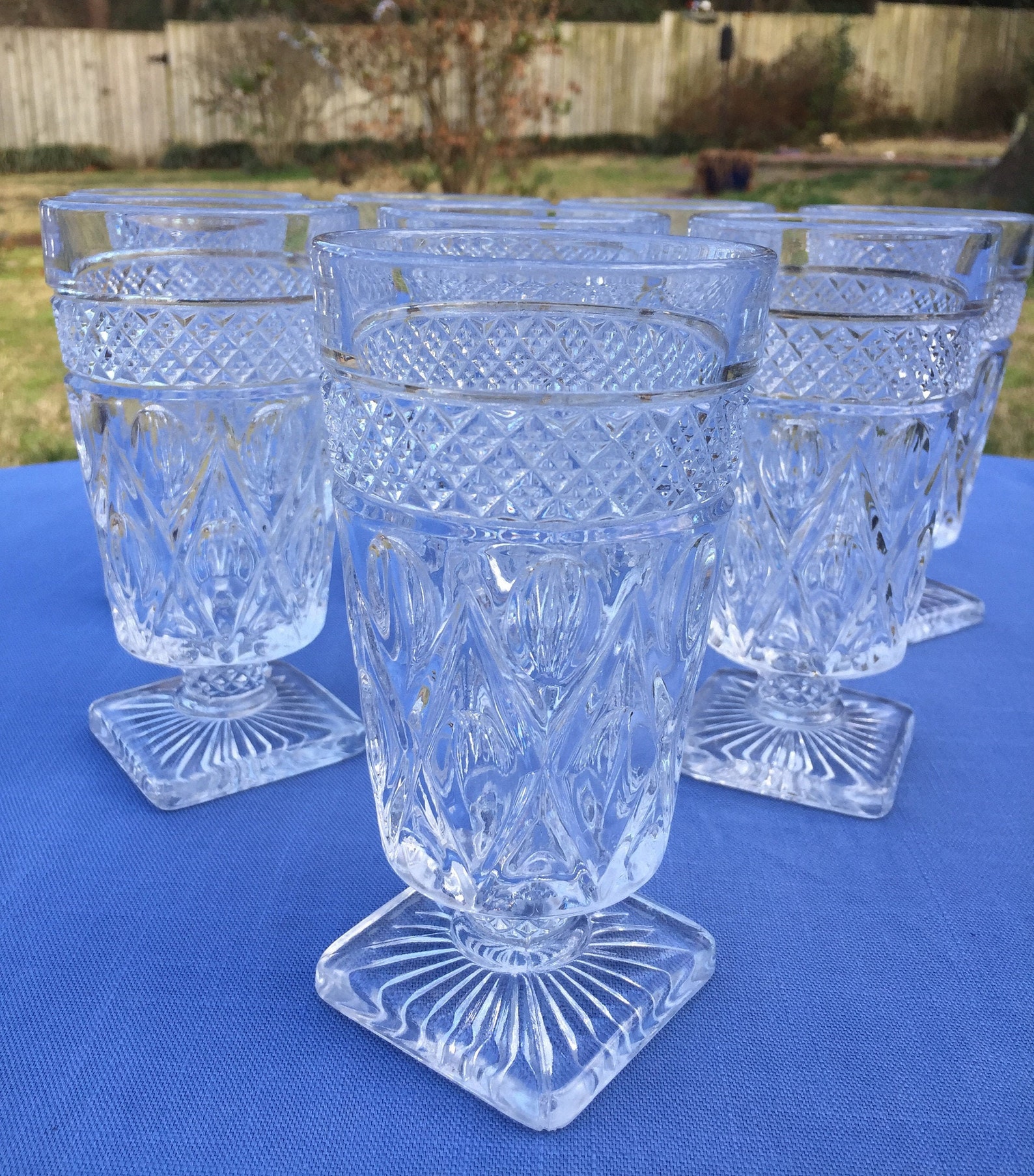 Vintage 8 Imperial Glass Cape Cod Pattern Iced Tea Footed Etsy