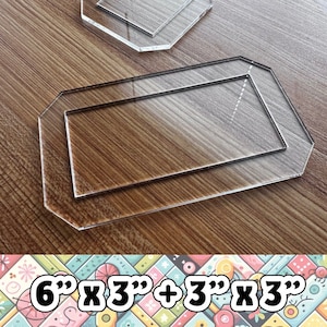 Quilt as you go acrylic templates - 6" x 3" rectangle and 3" square - 2 pack - for cutting perfect squares + outlines use with rotary cutter