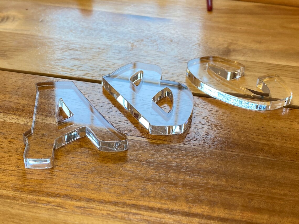 Clear Acrylic Letters 3/16 Thick Marker Felt Font Etsy