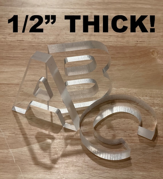 1/2 Thick Clear or White Acrylic Letters and Numbers Arial Black