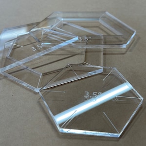 3.5" Hexagon and half Hexagon Acrylic Templates - "Quilt as you go"