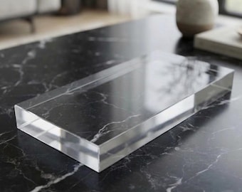 Solid Acrylic Block Display Base, 1 Inch Thick Clear Rectangle Riser, Custom Size Pedestal Stand for Art, Figurines, Collectibles