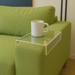 Acrylic Drink Tray for Soft Couch Arms | Sofa Armrest Cup Holder | Sectional Couch Accessories | No-spill Drink Caddy