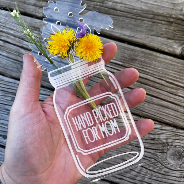 Mom’s Flower Display Kit - Paintable Laser-Cut Acrylic Mason Jar Holder - Creative Mother’s Day Craft Activity for Kids luxury acrylic item