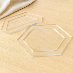 5" Hexagon and half Hexagon Acrylic Templates - "Quilt as you go"