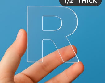 1/2" Thick Clear Acrylic Letters | Bold Block Font Alphabet | Custom Sign Decor Crafts