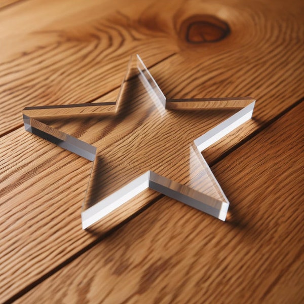 Any Size - Clear acrylic star shape outline - thickness options available