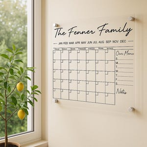 Custom Acrylic Wall Calendar – Personalized Dry Erase Monthly Planner for Home or Office | Clear or White Acrylic Wall Organizer