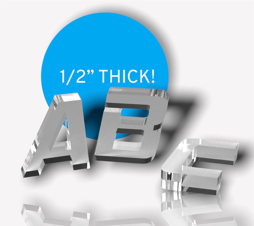 1/2 Thick Clear or White Acrylic Letters and Numbers Hemi Head Font