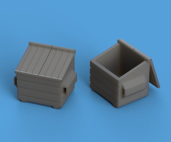 5 Pack Miniature Dumpsters HO//O//N//32mm//28mm Scale Options