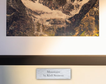 Elegant Photography Art Gallery Name Plaque Commemorative Tag Minimalist Design Brushed Gold and Aluminum Finish - Stick On
