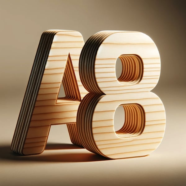 1 inch thick baltic birch plywood Letters / Numbers for crafts, hobbies, signs, and more. Unfinished / Paint Ready - ARIAL BOLD FONT