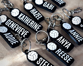 Bulk Pack of 12 - Team Bundle - Personalized Volleyball, basketball, soccer, baseball Team Keychains Double Sided - Lobster claw hardware