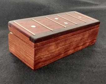 Handcrafted Bolivian Rosewood Guitar Pick Box: Padauk Fretboard Keepsake
