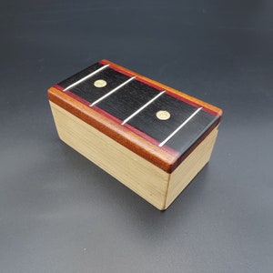 BEAUTIFUL Guitar Pick Box, Ebony Fretboard Top with Brass Bullet Cartridge Fret Markers