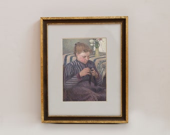 Woman Sewing // Oil Painting Portrait,  Vintage Art, PRINTABLE Art, Impressionist Art, Farmhouse Downloadable Art Decor PDF Art Painting