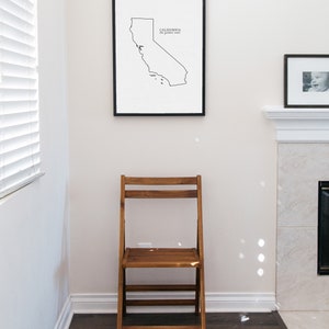 California print // California decor California wall art California state poster state art gift state California map art print image 3