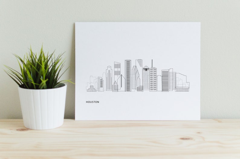 DOWNLOADABLE City of Houston Tx Map Print Downtown Houston Etsy