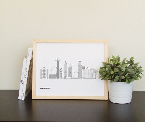 Minneapolis Mn Skyline Minneapolis City Art Print Etsy