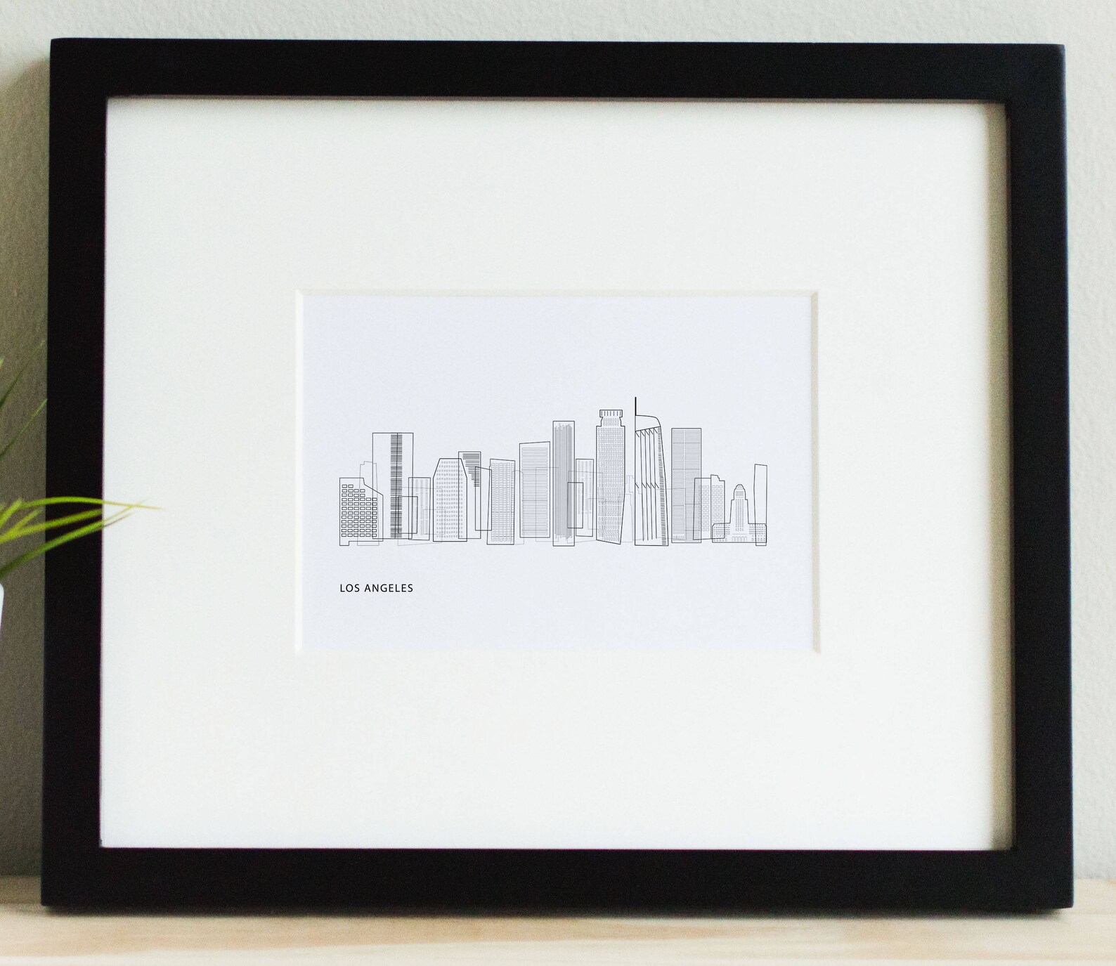 Los Angeles Skyline Art Print // LA CA Skyline // Downtown LA Etsy