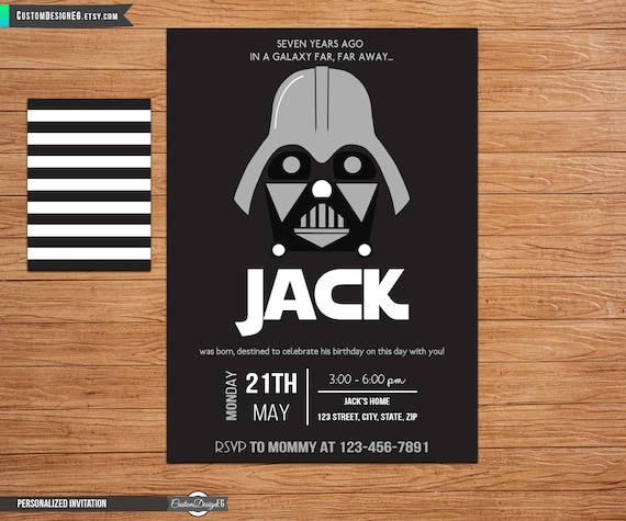 Darth Vader Birthday Star Wars Birthday Invitation Darth Etsy