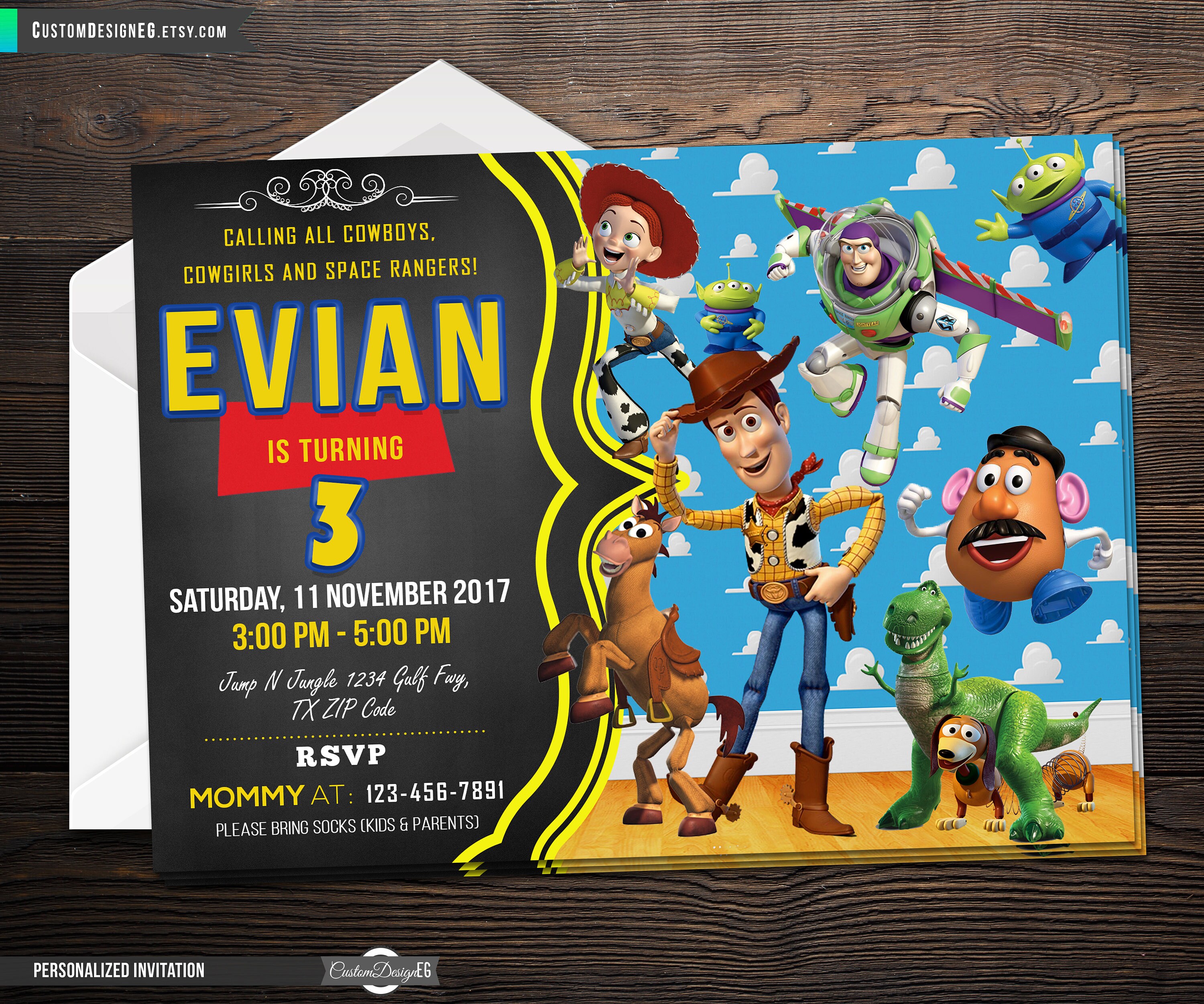 Toy Story Invitation Disney Pixar Toy Story Invitation Toy Etsy