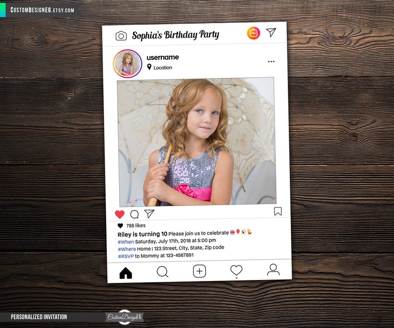 Instagram Birthday Invitations Instagram Invitation Etsy
