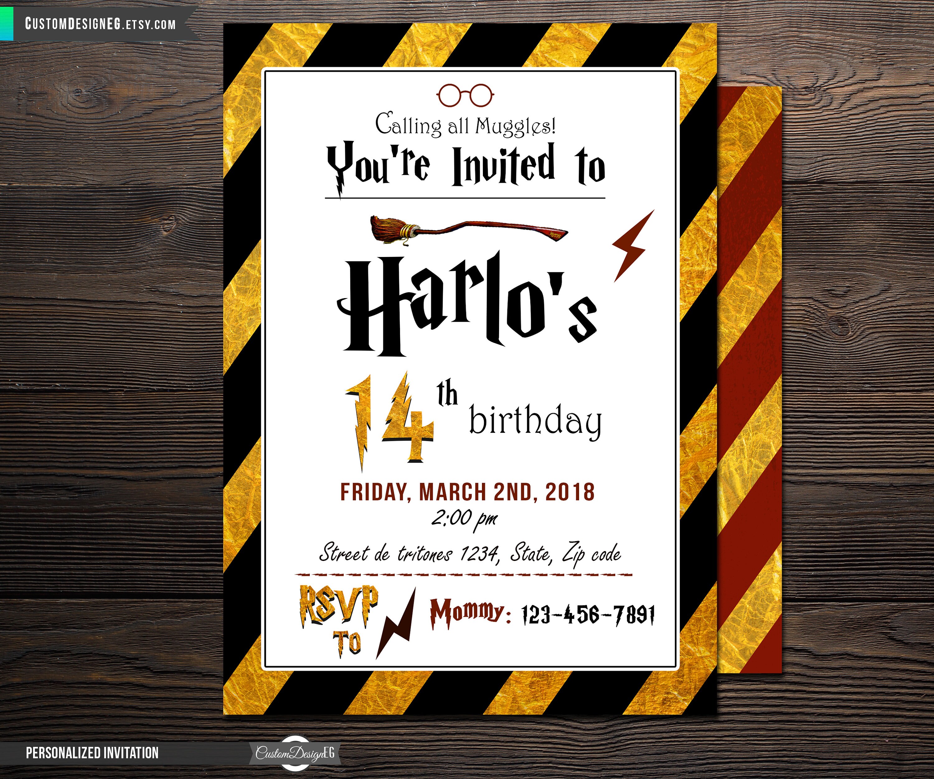Harry Potter Invitation Harry Potter Birthday Harry Potter Etsy