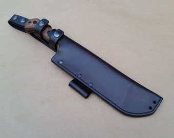 K-Bar Becker BK-9 Hand Made Leather Sheath (Sheath Only) Side Carry w Fire Steel Loop Custom 4-6 Week Wait Camping Knife Bushcraft