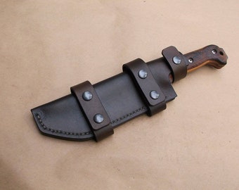 K-Bar Becker BK-7 5 Snaps Scout Carry Custom Leather Sheath (Sheath Only) Handmade 6 Week Wait Camping Knife Bushcraft