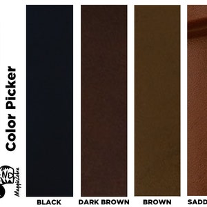 K&ouml;nnte beinhalten: Handgefertigter Lederfarbw&auml;hler mit f&uuml;nf Ledermustern: Schwarz, Dunkelbraun, Braun, Sattelbraun.