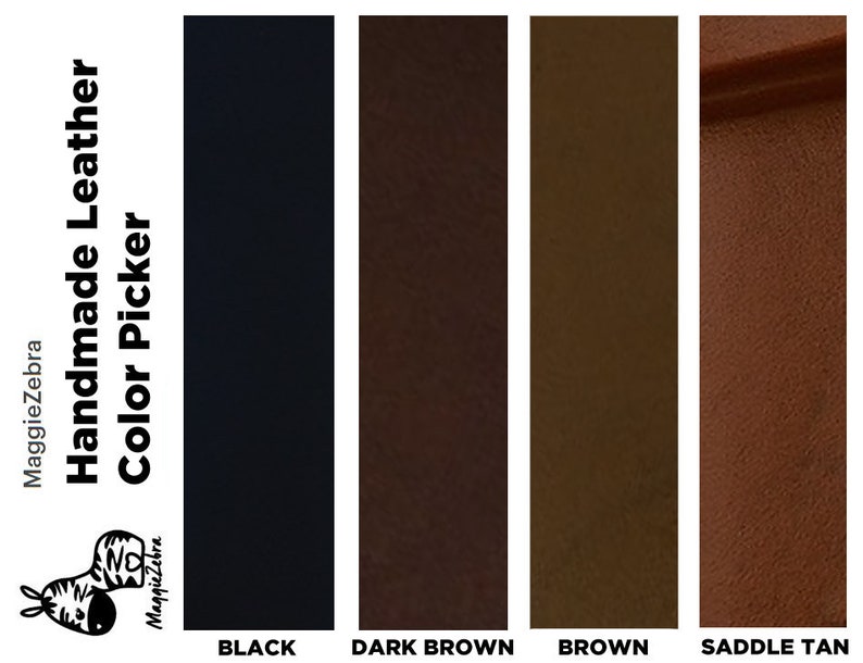 K&ouml;nnte beinhalten: Handgefertigter Lederfarbw&auml;hler mit f&uuml;nf Ledermustern: Schwarz, Dunkelbraun, Braun, Sattelbraun.