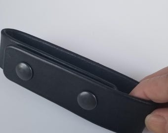 Accesorio de cuero extralargo de 2,5 cm x 10 cm para cinturón - Para fundas de cuero - Marrón, negro, color marrón claro liso (hecho a medida) Sin anilla en D