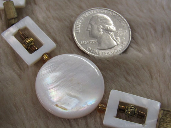 Genuine mother of pearl geometric statement neckl… - image 3