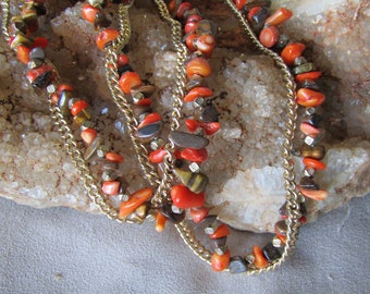 Genuine tiger's eye and carnelian necklace