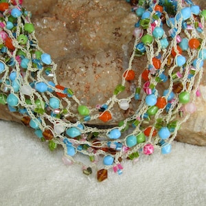 Multi strand faux crystal collar necklace