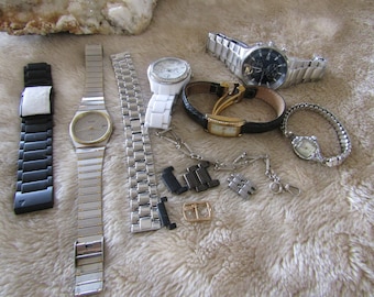 Lot of vintage and modern watches for parts, repair or jewelry making