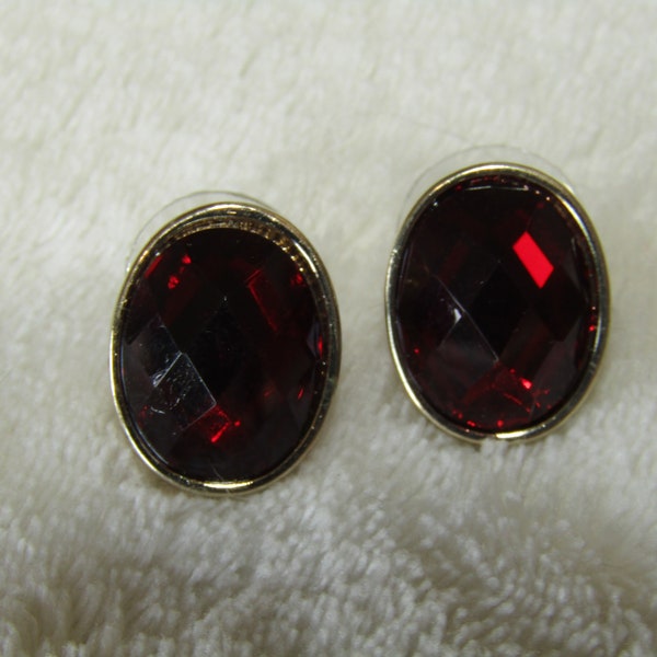 Napier faux ruby pierced earrings