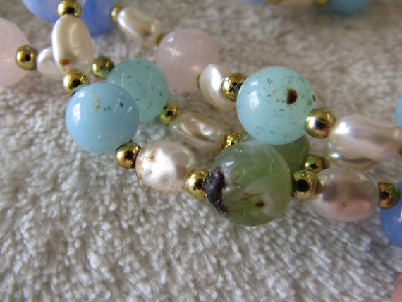 Vintage tri strand bead necklace - image 6