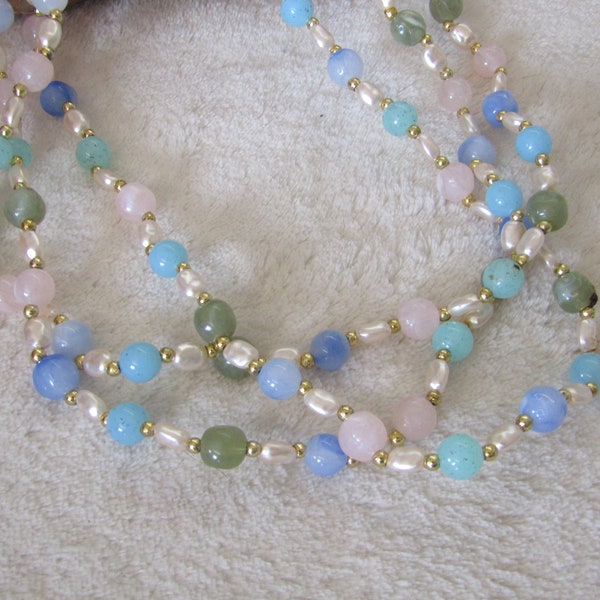 Vintage tri strand bead necklace