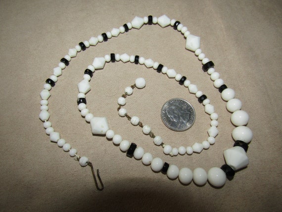 West Germany white and black beaded necklace - image 3