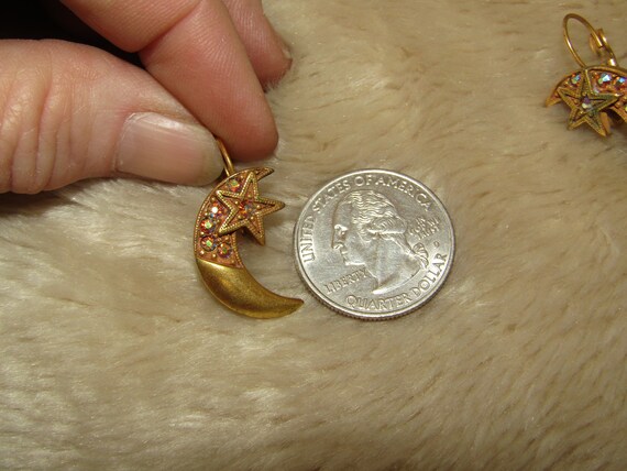 Vintage Kirks Folly gold crescent moon pierced ea… - image 3