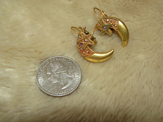 Vintage Kirks Folly gold crescent moon pierced ea… - image 2