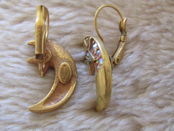 Vintage Kirks Folly gold crescent moon pierced ea… - image 6