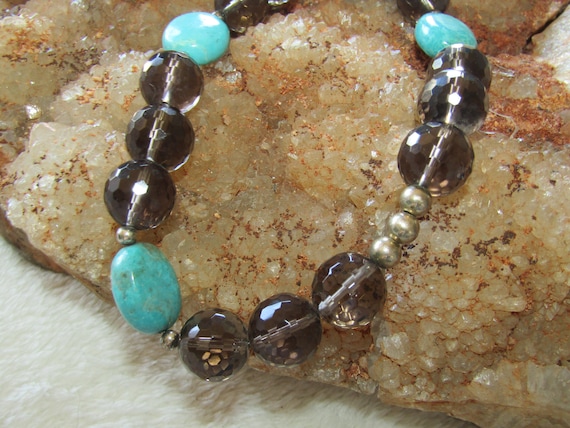 Barse turquoise, sterling silver & crystal collar necklace