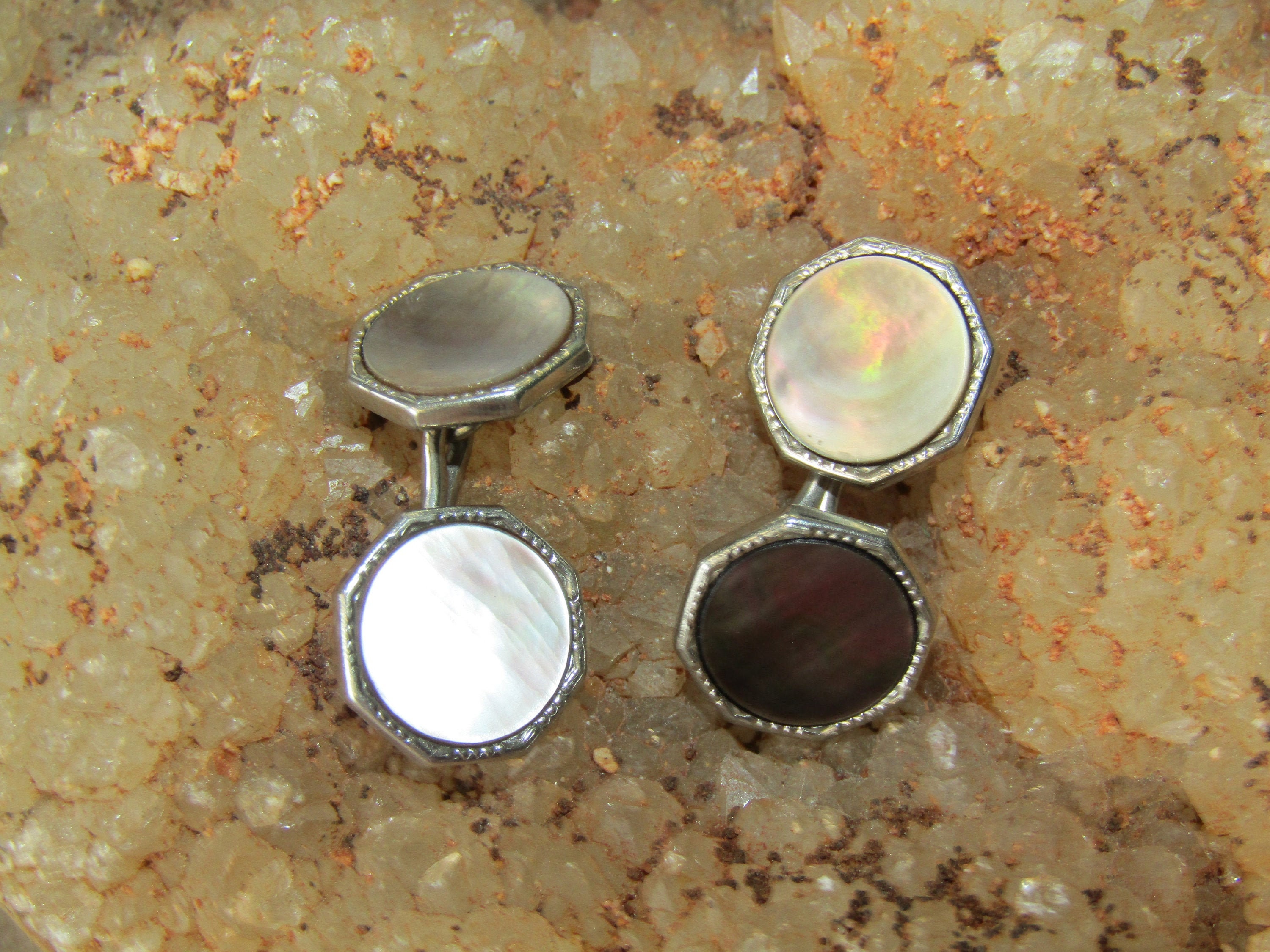 Swank Cufflinks Vintage Gold Tone Abalone