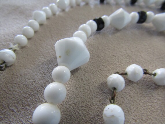 West Germany white and black beaded necklace - image 4